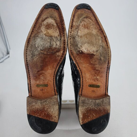 Vintage Exotic Alligator Men's 15M Black Monk Strap Dress Loafers Paolo De Marco - Picture 5 of 15